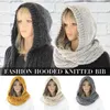 Scarves Women Winter Warm Crochet Knit Hood Scarf Outdoor Windproof Long Shawl Wrap Solid Color Earflap Hat Neck Warmer