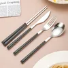 Geschirrssätze Gabel Löffel Messer Chopstick Set Western Tischware Flateles Null Abfall Utensilios umweltfreundlich Edelstahl