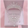 Zestawy biżuterii Pink Crystal Bridal for Women Girl Princess Tiaracrown Naszyjnik Naszyjnik Pageant PROM 230131 DROP DOBRA DHV25