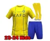 23 24 Maillots de football Al Nassr FC Ronaldo Kids Kit enfant uniforme 2023 Accueil jaune CR7 garçons Football shiirt T Al-Nassr loin troisième quatrième MARTINEZ GHAREEB Arabie Saoudite