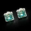 Hip Hop Luxury Jewelry 925 Sterling Silver Vermeil Moissanite Earrings Iced Out Vvs Diamond Green Blue Asscher Cut Studs Earring