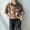 Erkek Hoodies 2023 Yaz Işık Lüks Moda Retro Kısa Kollu Çiçek Konforlu Rahat Gömlek Erkek Giyim Butik