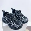 المصمم Triple S Kids Sneakers Triple Black White Glitter Fashion Plate-Forme أحذية عارضة خمر مدربين فاخرة