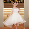 Abbigliamento etnico Bambini Champagne Applique Prom Dresses Ragazze A-Line Evening Princess Vestidos