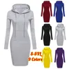 Kvinnors hoodies tröjor kvinnoutumn vintermode tröja klänningar kvinnlig fick huvtröja casual klänning fast färg långärmad miniklänning Kleid 230804