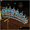 Gioielli per capelli Luxury Blue Crystal Crown Sposa Diademi e S Queen Diadema Pageant Accessori da sposa 230202 Drop Delivery Hairjewelry Dhyvr