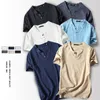 Camisetas para hombre 2023, jersey de algodón y lino, manga corta, verano, transpirable, informal, ajustado, moda sólida, 4XL, 5XL