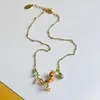 Hanger Kettingen Romantische Elegante Eekhoorn Bloem Ketting Voor Vrouwen Mori Mooie Dier Plant Nek Sieraden Accessoires