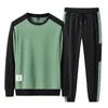 Erkek Trailtsuits Erkekler 2 Parça Ter Takımları Uzun Kollu Patchwork Sweatshirt Sweatpants Sets Öğrenci Kocası Spor Giyim 230804