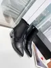 Lyxvarumärke Ankel Knee Womens Boots Squal Heel 5cm Autumn Winter Pointed Tårs Zip Shoes Storlek 35-41