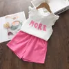 Clothing Sets Girls Clothes Sets New Summer Children Clothing Sleeveless Embroidery Tops and Shorts for Girl Kids Clothes Years R230805