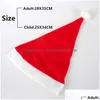 Party Hats Christmas Santa Claus Red Cap Non-Woven Fabric Hat Costume Xmas Decoration For Kids Adt Supplies Drop Delivery Home Garden Dhw7V