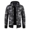 Herrjackor koreansk version trendig cardigan tröja jacka hoodie camouflage smal montering hooded 2023 stil
