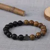 Bracelets porte-bonheur pierre naturelle hématite croix élastique corde givré noir agate perle Bracelet pour hommes femmes bijoux