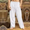 Men's Pants Comfortable Durable Trousers Streetwear Elastic Waist Straight Wide Leg Sport Casual Long In Solid Color