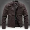 Hommes Vestes Hommes Manteau Court Automne Hiver Hommes Veste En Cuir Moto Slim Haute Qualité PU Manteaux Plus Velours