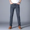 Mäns jeans Våren Autumn 2023 Smart Business Fashion Straight Regular Blue Stretch Denim Trousers Classic Men Plus Size 2840 230804