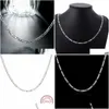 Headpieces Chains 8 Storlekar tillgängliga Real 925 Sterling Sier 4mm Figaro Chain Necklace Womens Mens Kids 40/45/50/60/75cm smycken Kolye C Dhrso