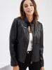 Women's Leather Fashion Jackets Fall/Winter Zip-up Red Black And Apricot Coffee Coats