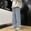 Heren Jeans Klassieke Effen Denim Broek Merk Klassieke Kleding Overalls Rechte Broek Voor Mannen Zwart Oversized Grote Maat