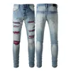 Ami Amirlies Amiiri Imiri 2023 New Arrivals Amirly Mens Luxury Designer Denim Purple Jeans Holes Ounsers Jean CoolGuy Biker Pant