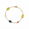 Bracelets de liaison Style de bonbon classique bleu jaune vert cristal Bangle Cube Sugar Stone Set for Women Gift (DJ1360)