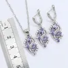 Set di gioielli da sposa Dubai per donna Collana con ametista viola Orecchini pendenti Anello Bracciale Confezione regalo 230804