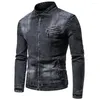 Men's Jackets Black Denim Jacket Men Moto Biker Coats Spring Autumn Slim Fit Fashion Casual Stand Collar Coat Male