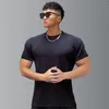 Magliette da uomo T-shirt muscolare ad asciugatura rapida Sport estivi Manica corta Girocollo Camicia bianca traspirante solida Strano grigio