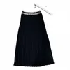 Skirts Designer P Family 23 Spring/Summer New Temperament Casual Letter Ribbon High Waist Slim Pleated Skirt Mid length Half NEGI