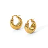 Boucles d'Oreilles Créoles Acier Inoxydable Plaqué Or 18K Épais Chunky Huggies Petits Créoles Dôme Élégant Et Chic Pour Les Femmes