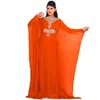 Orangefarbenes arabisches Abendkleid mit langen Ärmeln, Robe De Soiree, Chiffon, Dubai, marokkanischer Kaftan, Marocain-Party für muslimische Mutter der Braut2582