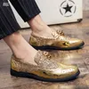 Fashion Gold casual shoes Fashion shoes Bright small leather shoes plus size slip-on lazy casual shoes Party wedding shoes A1