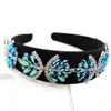 Klipsy do włosów szerokość 40 mm barokowa moda luksus AB Blue and Green Crystal Headband Rhinestone Fairband dla kobiet eleganckie akcesoria