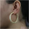 Hoop Huggie 45mm Luxury Iced Out Bling Jewelry Fl Round Baguette CZ Cubic Zirconia Gorgeous Fashion Hie Earring Wholesale 2021 Drop Dhgrj