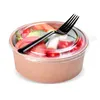 Disposable Take Out Containers 2050pcs Kraft Paper Bowls Fruit Salad Bowl Food Packaging Party Favor Away Bowl16oz With Lid 230804