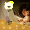 Lampor nyanser nattlampor LED Chlidren USB Night Light Cutoon Night Lamp Bear Fjärrkontroll för baby Kid Bedroom Decor Bedside Lamp Z230809