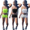 Frauen Trainingsanzüge Crop Top Anzüge Mit Shorts 2023 Sommer Nachtclub Sexy Rohr Frauen Mode Anzug Kurze Zwei-Stück