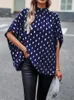 Chemisiers pour femmes Polka Dot Print Blouse Femmes Élégant Casual Drop épaule Manches Chemises Bureau Dames D'été Élégant Lâche Pull De Base