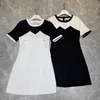 Basic Casual Dresses Designer P Family 23 Spring/Summer New Fashion Classic Triangle Decoration Black and White Contrast Fit Versatile Dress 7AT3