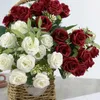 Decorative Flowers 10 Heads Artificial Fake Rose Silk Bouquet With Plastic Stems For Wedding Table Vase Centerpiece Plants Home Room Decor