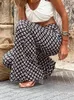 Kadın pantolon yaz uzun gündelik stil polyester malzeme 2023 moda baskı elastik bel düz namlu