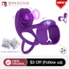 Cockrings BeYoulover Vibrating Penis Ring Delay Ejaculation Cock Ring Female Clitoral Stimulator Rose Shaped Sex Toys Remote for Couples 230804