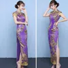 Etnische Kleding Chinese Traditionele Cheongsam Borduurwerk Jurk Geborduurde Bruiloft Rode Pailletten Kant Lange Qipao Feestavond Sexy Jurken