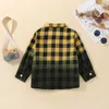 Jackets Kid Infant Baby Boy Girl Autumn Winter Coat Gradient Plaid Print Long Sleeve Lapel Jacket Button Closure Shirt 18M-6T R230805