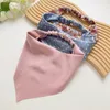 New Woman Solid Summer Head Scarf Satin Triangle Bandanas Lady Fashion Printing Elastic Hairband Girls Hair Accessories