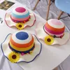 Wide Brim Hats UV Protection Sunflower Summer Breathable Travel Panama Hat Korean Style Girl Cap Sun Visor Children Straw