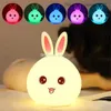 Lamp Shades 2022 Nuovo stile Coniglio LED Night Light per bambini Baby Kids Lampada da comodino Multicolore Sensore tattile in silicone Tap Control Nightlight Z230805