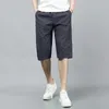 Mäns shorts 2023 Sommarkläder Skörd Jeans Pure Solid Color Cotton Pockets Casual Trend Loose raka mittbyxor