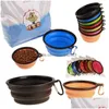 Tigelas para cães comedouros por atacado para animais de estimação portáteis viagem dobrável para gatos 350 ml prato de água sile dobrável alimentador drop delivery Hom Dhm9K